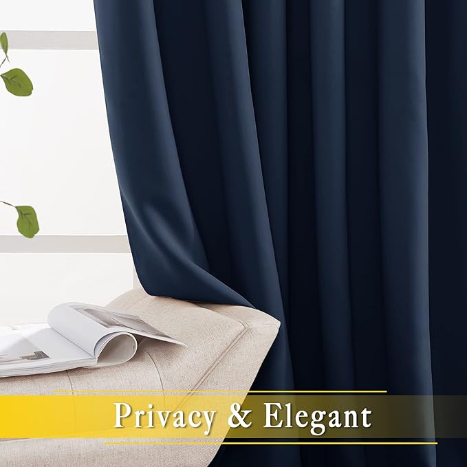 NICETOWN Blackout Navy Blue Curtain 102 inches Long, Grommet Thermal Insulated - Image 6