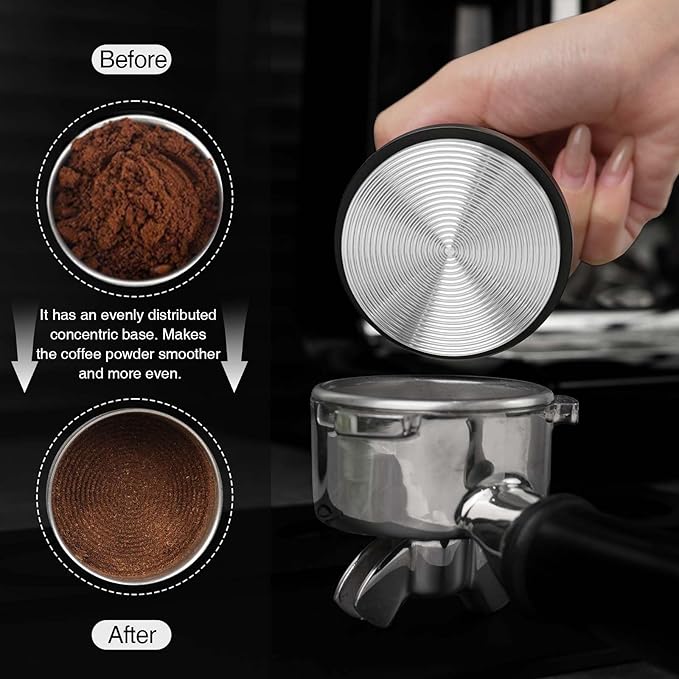 PUSEE 53.3mm Espresso Coffee Tamper - Premium Barista Coffee Tamper, Constant 30lb Calibrated Double Spring Stainless Steel Ground Espresso Tamper,Fits for All 54mm Portafilters,Espresso Accessories