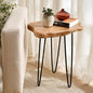 WELLAND Live Edge Cedar End Table, Unique Desktop Side Table, Natural Clear by WELLAND
