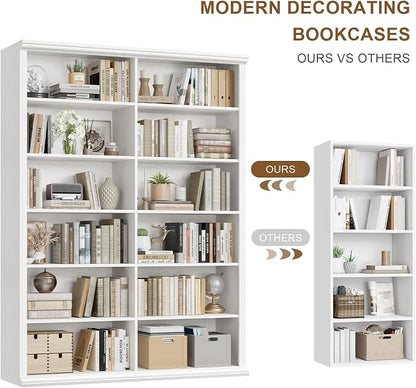 Rresyet 71.8" L *47.2“W Wooden Bookcase and Bookshelf – Extra Large Bookshelf - Image 4