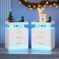 White Night Stand Set 2 with Wireless Charging Station, Smart Bedside Table by MDGC