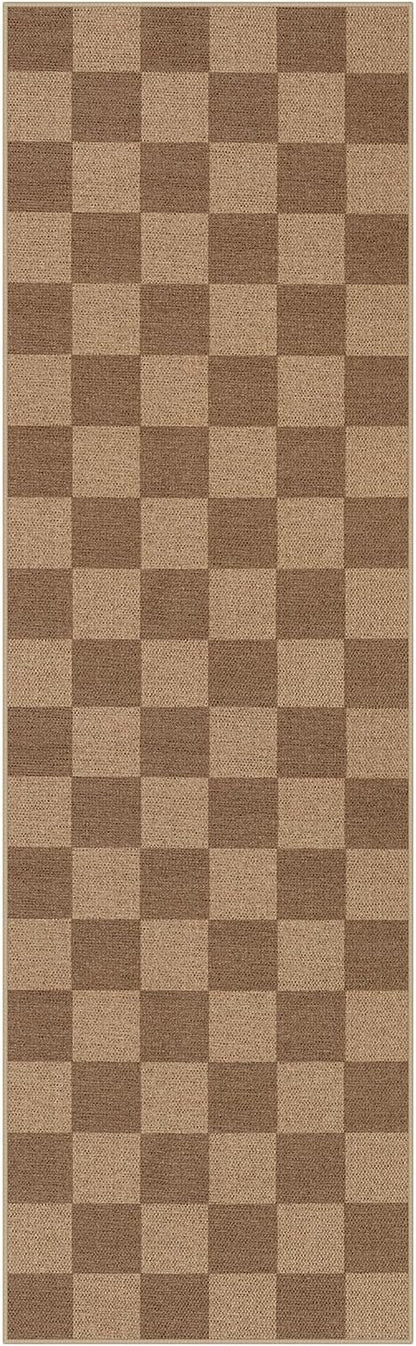 Lahome Checkered Easy Jute Kitchen Runner Rug, 2x8 Outdoor Rugs Washable | - Image 8