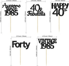 Gyufise 30Pcs Black Glitter Vintage 1985 Cupcake Toppers Awesome Since 1985 Cake Decorations Cheers to 40 Fabulous Forty Cupcake Picks 40th Birthday Wedding Anniversary Party Cake Decorations Supplies