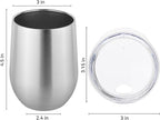 DOMICARE Stainless Steel Wine Tumbler Bulk with Lid, Personalized Insulated Tumblers Set, 12oz Travel Coffee Cups Pack of 4, Stainless steel