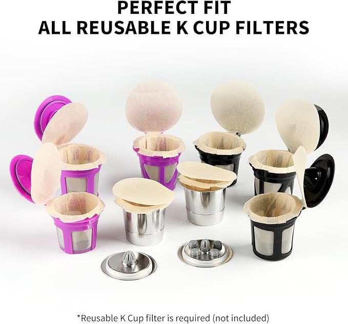 200 Count Fanativita K Cup Filters Disposable with Genius Lid Design, Fit All Reusable K Cups for Keurig (Unbleached)