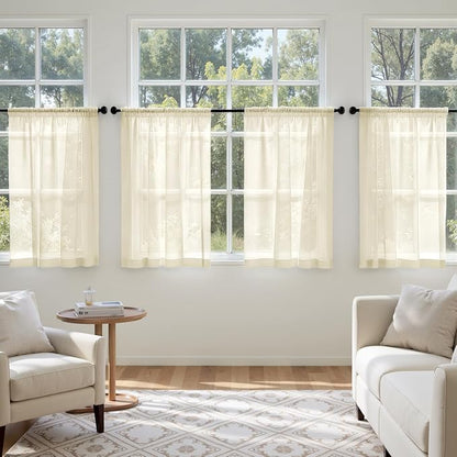 MIULEE Light Cream Sheer Curtains 63 Inches Long 4 Panels 42 x 63 Inches | - Image 4