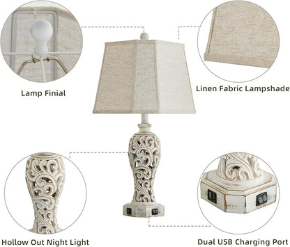 Set of 2 Rustic Table Lamps for Living Room Bedroom, Farmhouse Vintage - Image 7