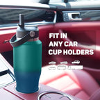 Insulated Water Bottle 32oz with Straw/Spout Lids, Stainless Steel Water Bottles Keep Cold 24h&Hot 12h, Metal Water Bottle with Straw that Fits in Cup Holder, Water Bottle Leak-proof,BPA Free