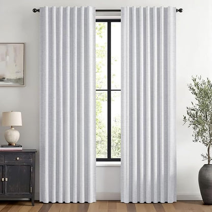 MIULEE 100% Blackout Linen Curtains 42 x 72 Inch Grayish White 2 Panels | by MIULEE