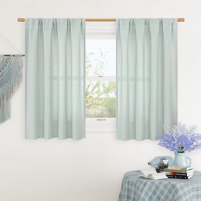 48 Inch Length Short Window Linen Curtains by LAMIT