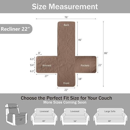 Toffee Quilted Recliner Covers, Waterproof Recliner Chair Covers, Lazy Boy - Image 5