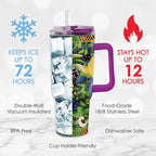 RainCaper 18/8 Stainless Steel Insulated Water Tumbler with Straw | 30oz, BPA-Free, Double Wall for Hot & Cold | Travel-Friendly, Cup Holder Ready (Laurel Burch Jungle Song)