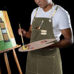 Cotton Canvas Cross Back Apron for Art Painting Garden Chef Bartender Work,Women Men 3 Pockets Waterproof Adjustable M-XXL