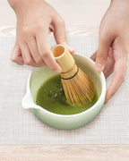 Traditional Matcha Bowl with Spout, Ceramic Matcha Tea Bowl (Chawan), Matcha Mixing Bowl for Whisking Matcha, Light Green (18 Ounce)