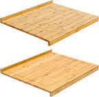 Vesici Reversible Pastry Board with Lip for Rolling Dough Large Wooden Cutting Chopping Kneading Board with Engraved Measurements for Counter Table Top Kitchen(Wood,24 x 22.8 x 1.5 Inch)
