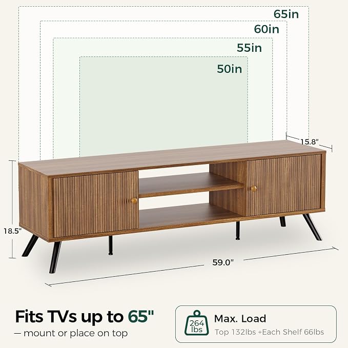 COMHOMA TV Stand for Living Room, Mid Century Modern Entertainment Center for - Image 2