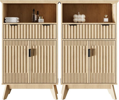 Fatmok Buffet Cabinet with Storage Seto of 2, Wood Buffet Sideboard Console by Fatmok