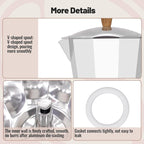3 Cup Aluminum Moka Pot Classic Stovetop Espresso Coffee Maker 150ml 5oz Coffeemaker Percolator Mocha Express Preferred Cafe Makers for Italian and Cuban Café Brewing White