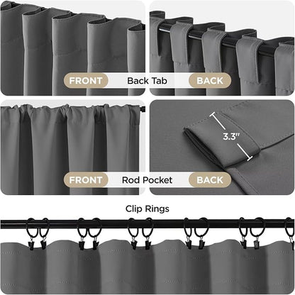 Joydeco Blackout Curtains 96 Inches Long, Thermal Insulated Black Out Curtains - Image 2