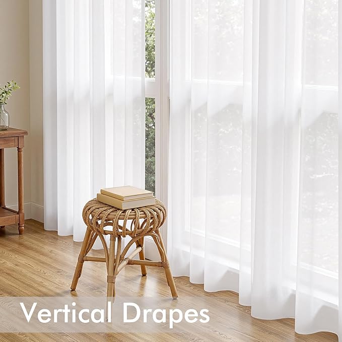 MIULEE White Sheer Curtains 80 Inches Long 4 Panels 42 x 80 Inches | Light - Image 5