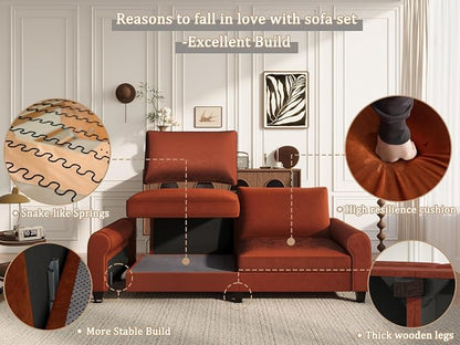 EASE MOOSE 70.6" Velvet Loveseat Sofa, Soft Deep Seat Couches - Image 9