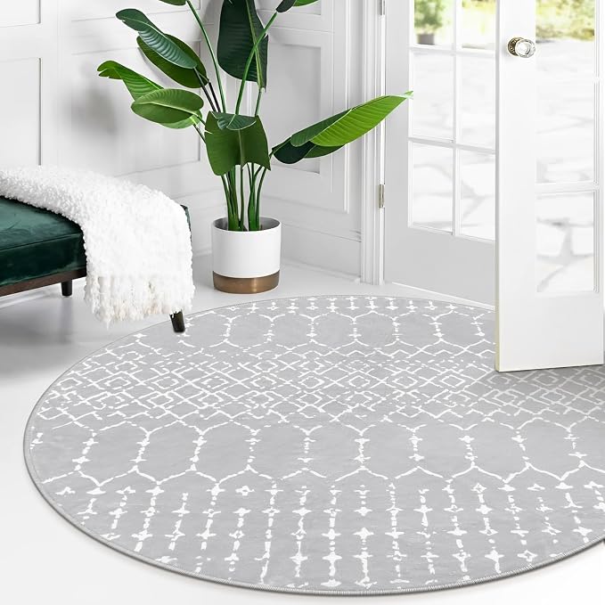 Lahome Moroccan Washable Round Rug 4Ft Round Area Rugs - Image 5