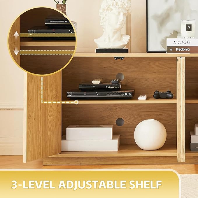 Fluted TV Stand for TVs Up to 75 Inch, Mid Century Modern TV Console for Living - Image 4