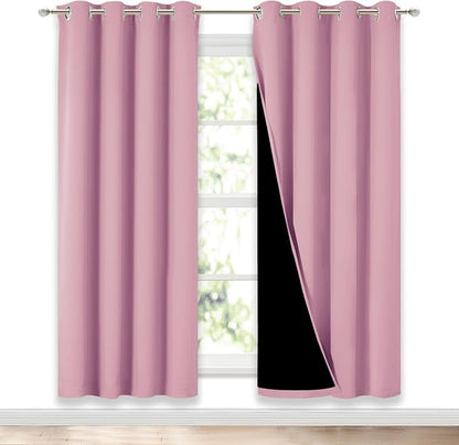 NICETOWN Crystal Pink Full Shade Curtain Panels, Pair of Energy Smart & Noise by NICETOWN