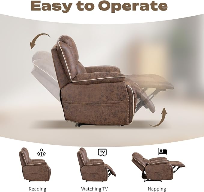 EBELLO Faux Leather Manual Recliner Sofa Set, 1 Seat Reclining Chair and a 3 - Image 4