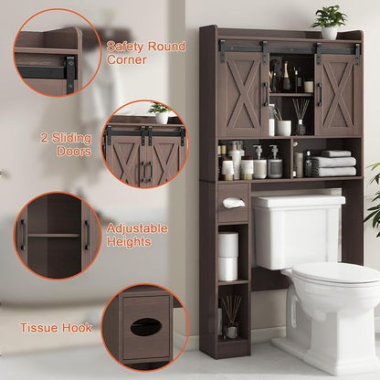 Vabches Over The Toilet Storage Cabinet, Farmhouse Storage Cabinet Over Toilet - Image 3