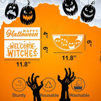 Halloween Stencils for Painting on Wood 12inch Large Halloween Stencil Hey Boo Witches Spider Bats Ghost Draw Templates for Porch Hanger Doormat Fabrics DIY Crafts Decor HW