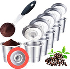 6 Pack Reusable K Cups for Keurig 2.0 & 1.0, 100% Stainless Steel Refillable Coffee Pods – BPA-Free, Ultra-Fine Mesh for Rich Flavor – Includes Scoop & 6 Seals – Eco-Friendly, Gift-Ready