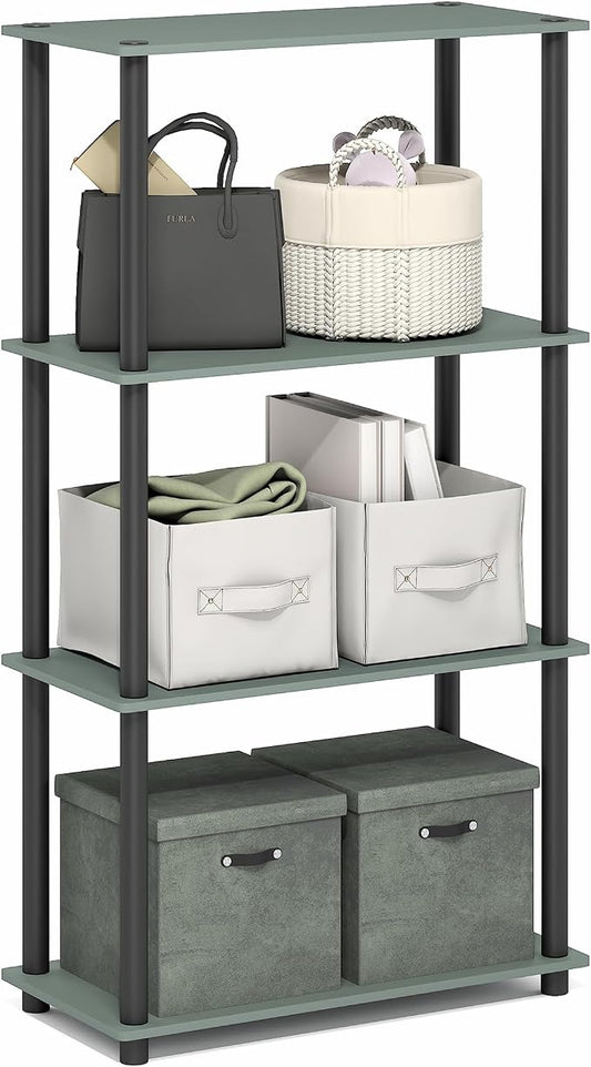 Furinno Turn-N-Tube Storage Shelves, 4-Tier Toolless Book Shelf, Corner Shelf by Furinno-FitsYourSpaceFitsYourBudget