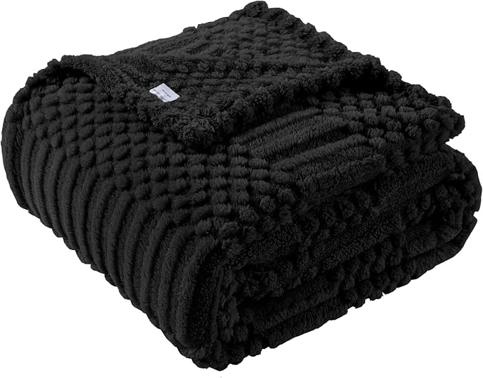 60x80 Inch Black Twin Blanket by LUSSENAHOME