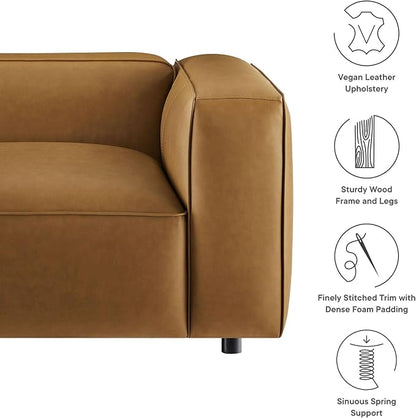 Modway Auren Vegan Leather Right Modular Armchair in Camel - Image 4