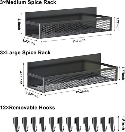 Aufworld Magnetic Spice Rack for Refrigerator, 6 Pack Magnetic Shelf, Fridge - Image 2