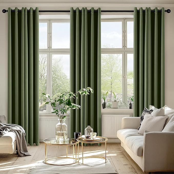 MIULEE Blackout Curtains for Bedroom 2 Panels 40 x 84 Inch Long Olive Green | - Image 6