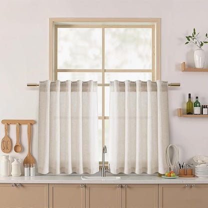 Beige Farmhouse Curtains 30 Inch Length by Nanspring