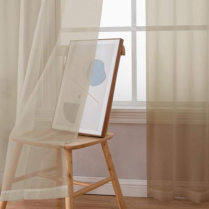 Sheer Curtains 72 Inches Long for Bedroom Living Room, Rod Pocket Fimly Solid - Image 3