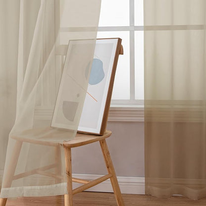Sheer Curtains 72 Inches Long for Bedroom Living Room, Rod Pocket Fimly Solid - Image 3