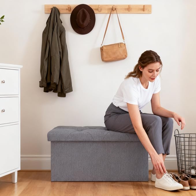 43W Folding Ottoman with Storage Bench, 30W Storage Ottoman Bench, 15W Inches - Image 9