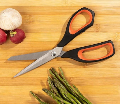 Arcos Kitchen Scissors 8 Inch Stainless Steel. Scissors for Meat Use. Polypropylene Handle and 235 mm Blade. Series Prochef. Black and Red Color