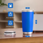 OMTech 20oz Tumblers Bulk, 12pc Stainless Steel Tumbler Set with Lid & Straw, Double Wall Vacuum Insulated Mug for Laser Engraver, Travel Coffee Mug for Hot & Cold Drinks, Navy Powder Coated Cup