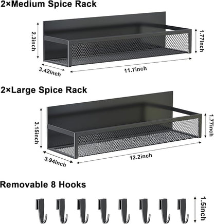 Aufworld Magnetic Spice Rack for Refrigerator, 4 Pack Magnetic Shelf, Fridge - Image 2