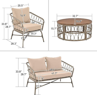 VilroCaz Bohemia-Inspired 4-Person Outdoor Seating Group - Image 3