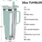 HASLE OUTFITTERS 30oz Tumbler With Handle, Insulated Travel Coffee Mug With Straw Leak-Proof Double Wall Stainless Steel Vacuum Tumblers Metal Cup with Straw for Hot and Cold Drink