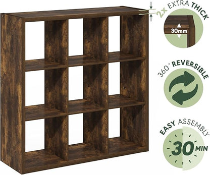 Furinno Cubicle Book Shelf, 9-Cube Bookshelf, Extra Thick Frame Reversible - Image 8
