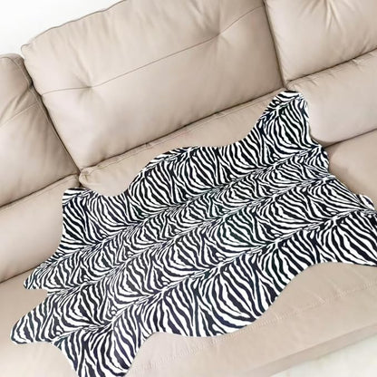 Faux Fur Zebra Animal Print Rug Perfect Throw Area Rug Carpet Floor Mat - Image 7