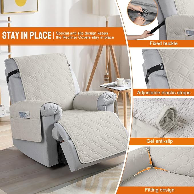 VANSOFY 100% Waterproof Recliner Chair Covers, Recliner Cover Non-Slip Dog - Image 3