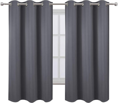 Grey Thermal Blackout Curtains/42 x 63 Inch/Set of 2 Panels Room Darkening - Image 2